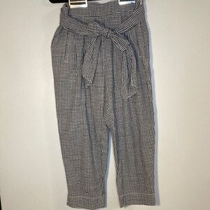 cartonnier by Anthropologie cotton linen gingham waist tie straight leg trouser